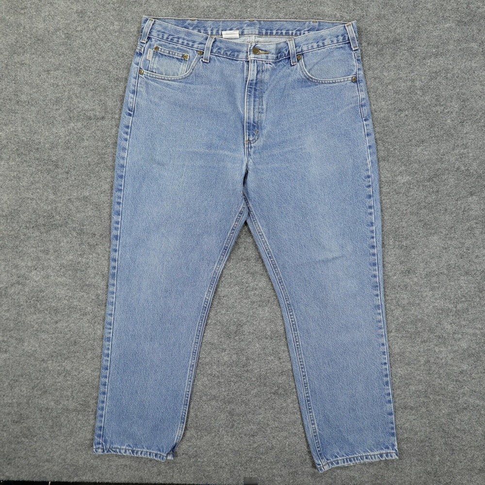 Carhartt B18 DST Jeans Mens 40x30 Light Wash Blue Relaxed Tapered Denim Workwear